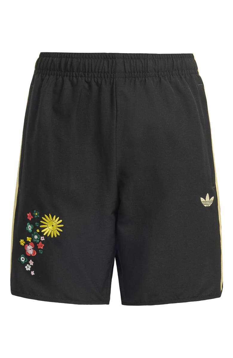 adidas Kids' Originals x Liberty London Floral Embroidered Shorts, Main, color, Black