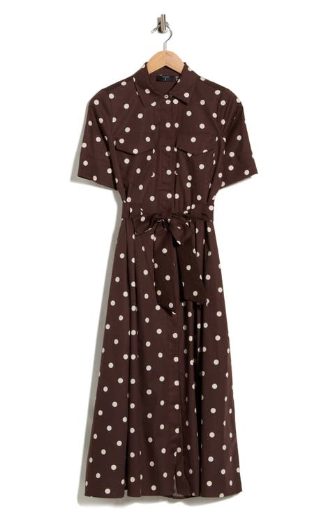 Polka Dot Stretch Cotton Midi Shirtdress