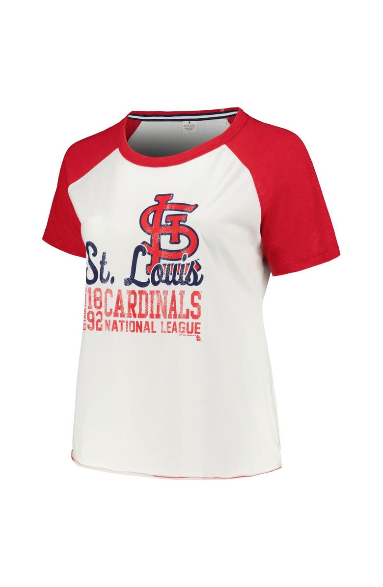 SOFT AS A GRAPE Women's Soft as a Grape White St. Louis Cardinals Plus Size Baseball Raglan T-Shirt, Alternate, color,