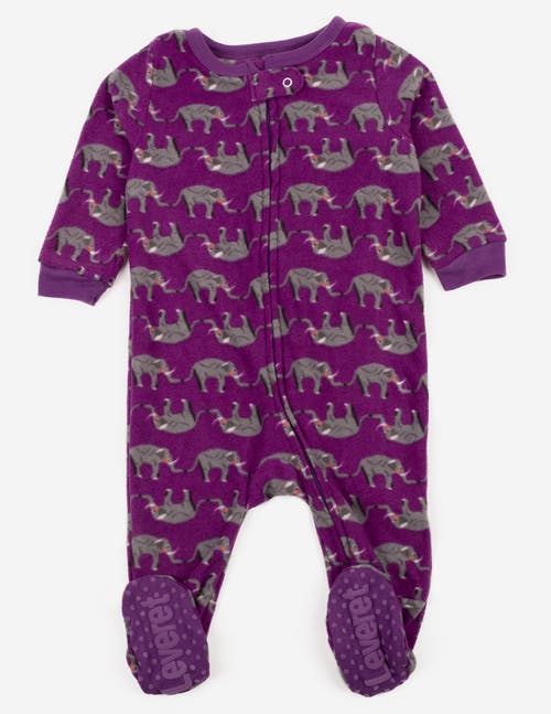 Leveret Kids Fleece Footed Printed Holiday Pajamas In Purple