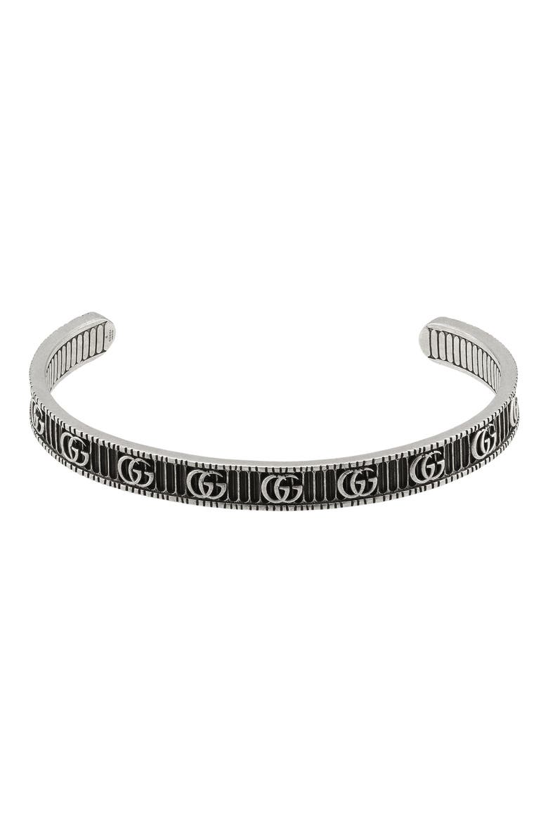 Double-G Cuff Bracelet, Main, color, SILVER