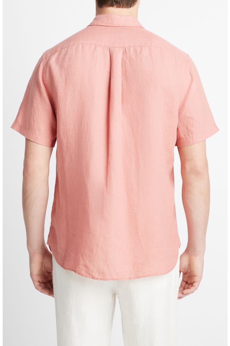 Classic Fit Short Sleeve Linen Shirt, Alternate, color, DUSK