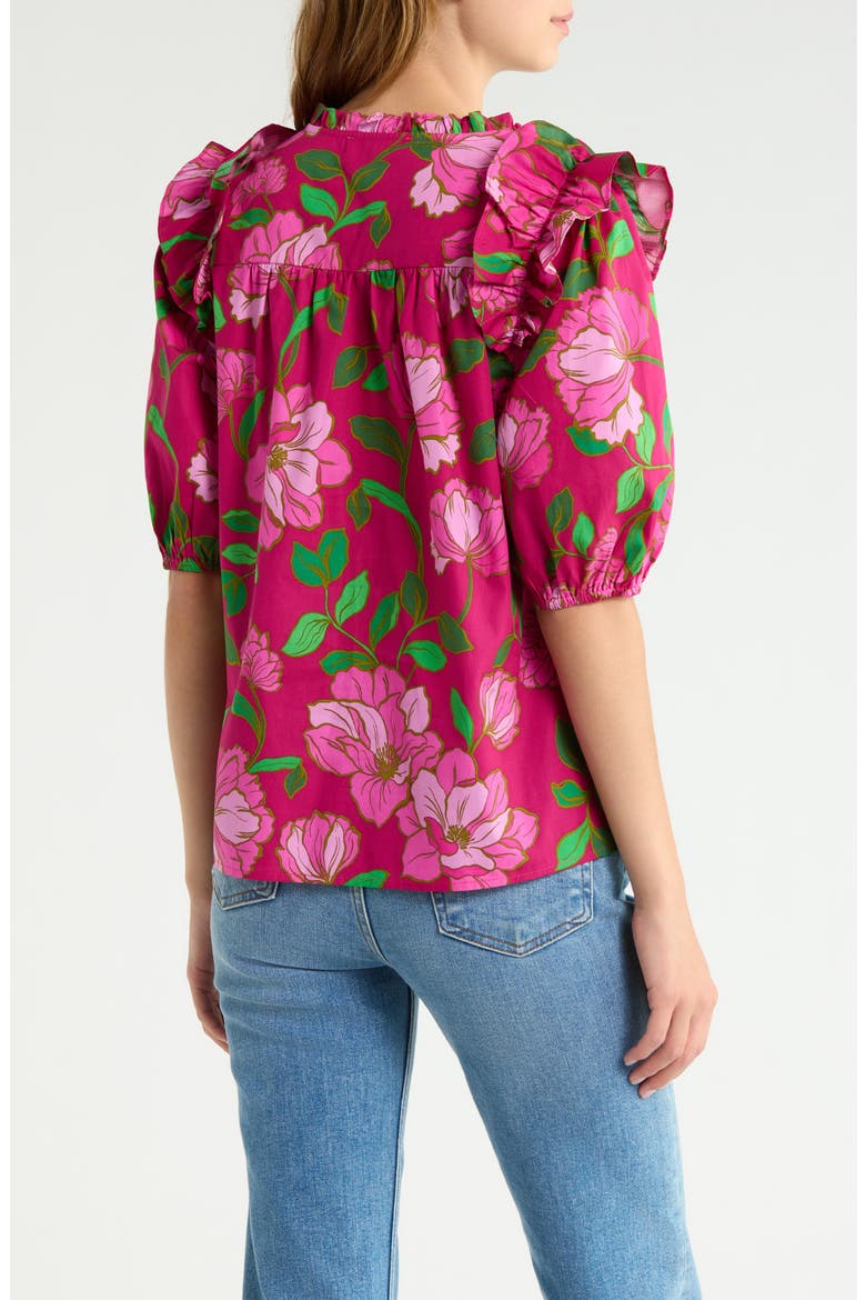 Paz Puff Sleeve Cotton Poplin Top, Alternate, color, PINKS-GREEN