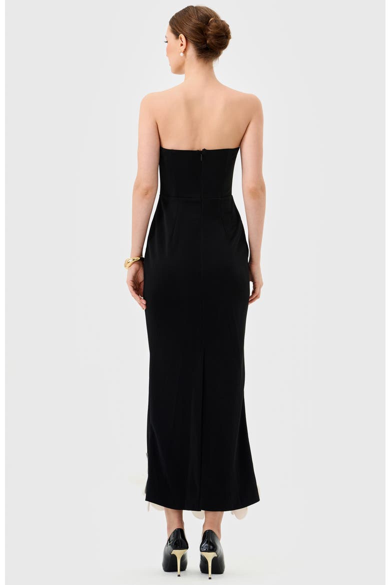 Emiliana Strapless Midaxi, Alternate, color, BLACK/WHITE FLOWER