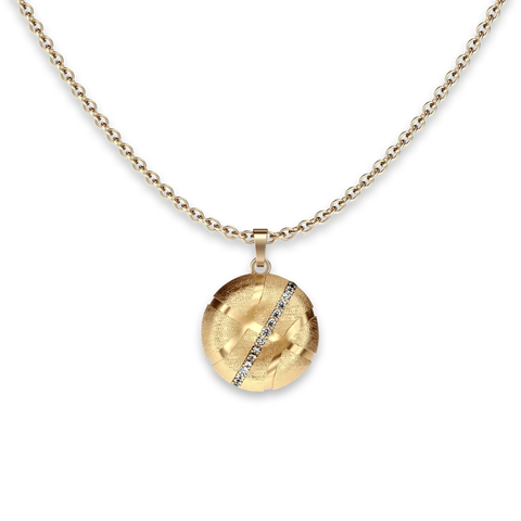 The Basketball Crooked Ball Linear Diamond Necklace