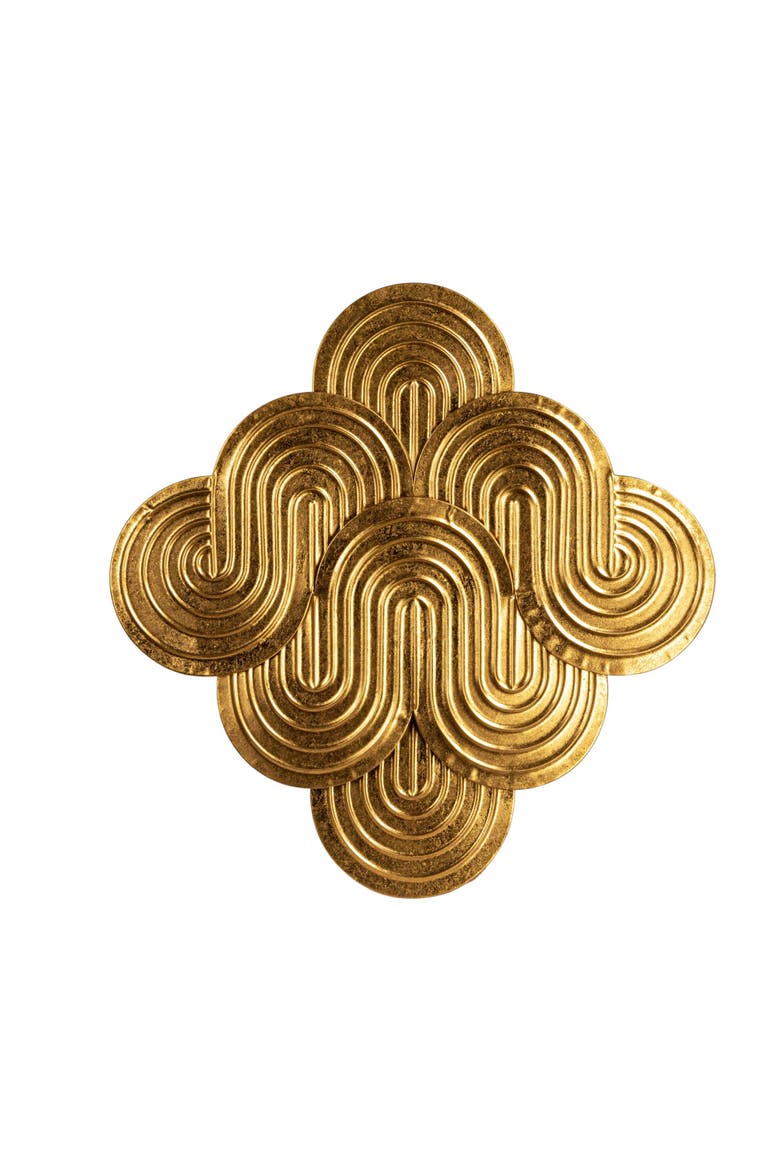 Decorative Waves Wall Art, Alternate, color, Gold