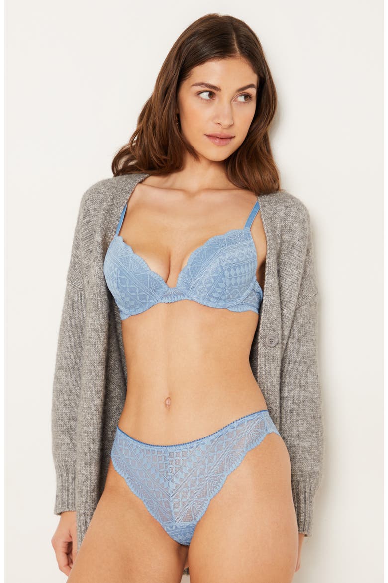 Idole No. 2 Underwire Plunge Push-Up Bra, Alternate, color, BLUE GREEN