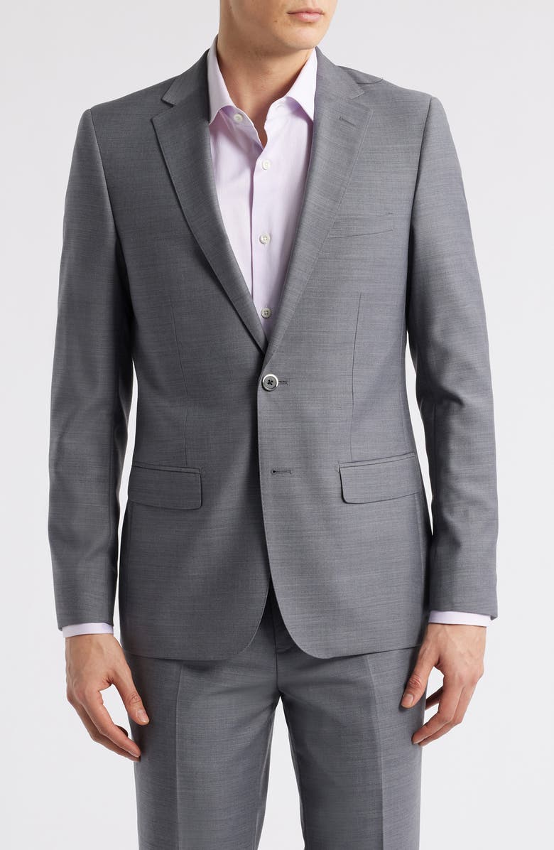 ZANETTI Matteo Slim Fit Grey Mélange Wool Suit, Alternate, color, Grey