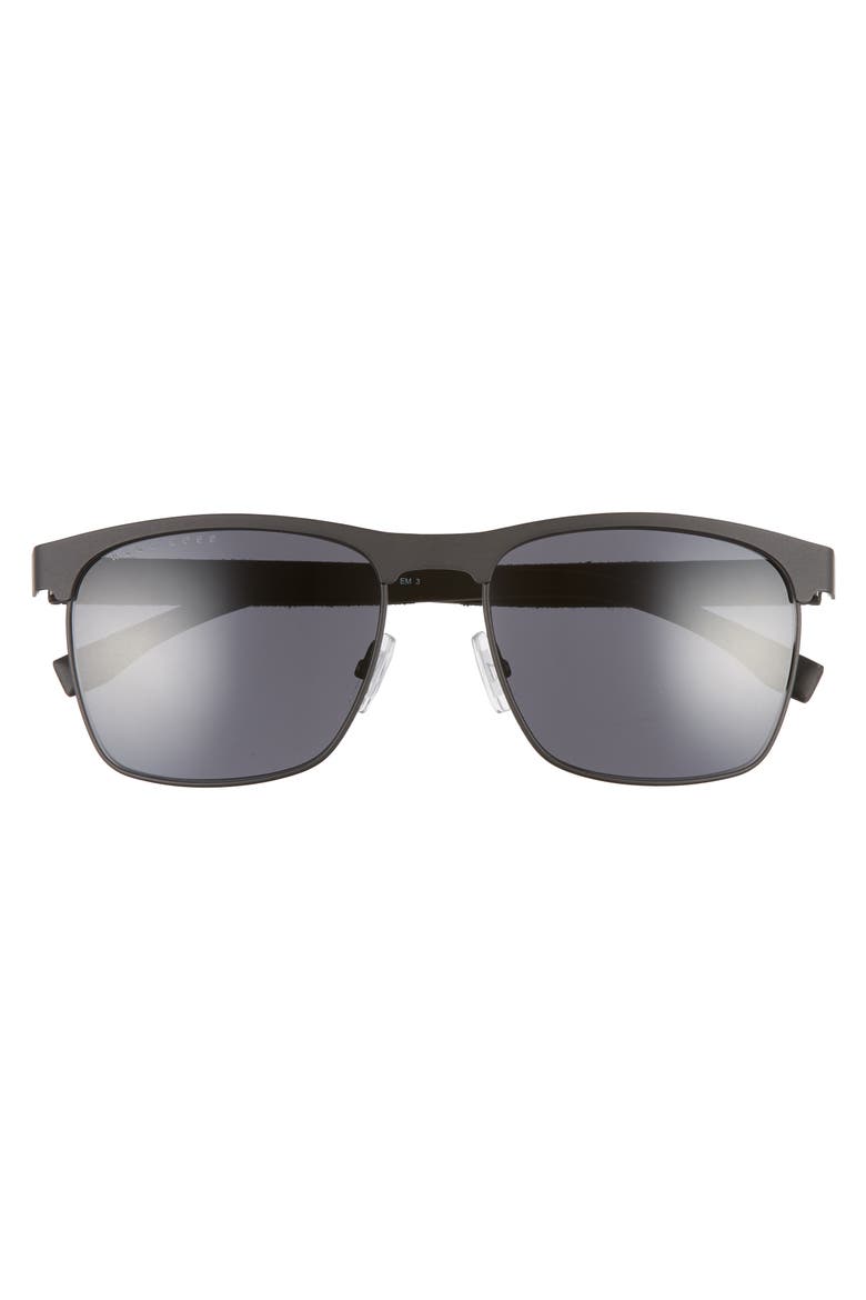57mm Rectangle Sunglasses, Alternate, color, MATTE BLACK