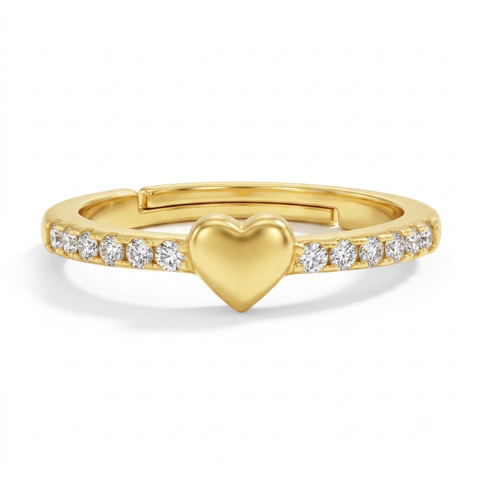 CZ Band Heart Girls Ring