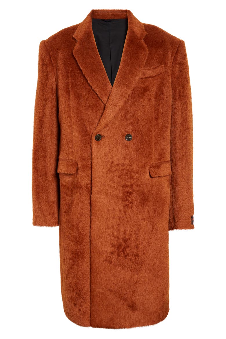 Classic Double Breasted Alpaca & Wool Coat, Alternate, color, BROWN 0060