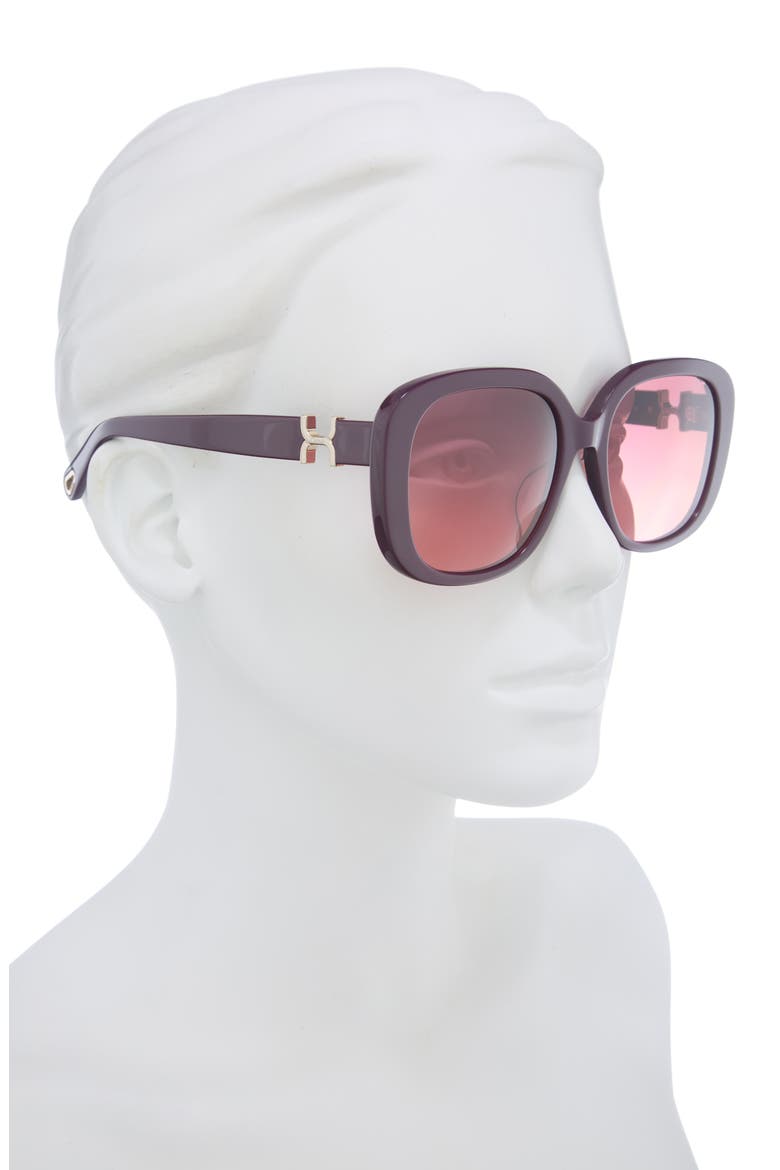 56mm Square Sunglasses, Alternate, color, BURGUNDY BURGUNDY RED