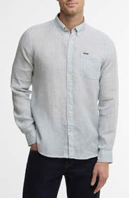 Barbour Linton Tailored Fit Check Linen Button-Down Shirt