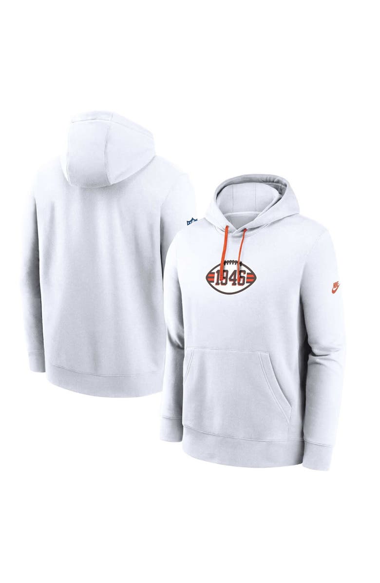 Nike Men's Nike White Cleveland Browns 2023 Sideline Club Alternate Tri-Blend Pullover Hoodie, Alternate, color, White