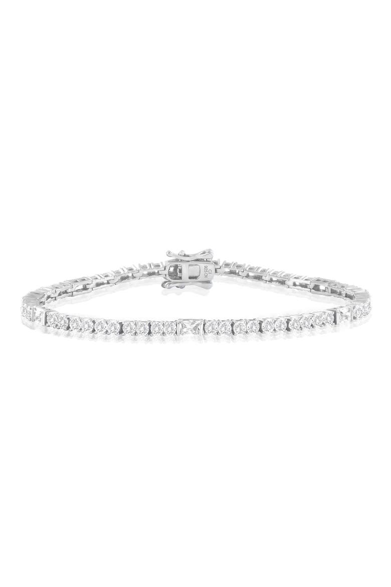Sterling Silver Cubic Zirconia Tennis Bracelet, Main, color, SILVER