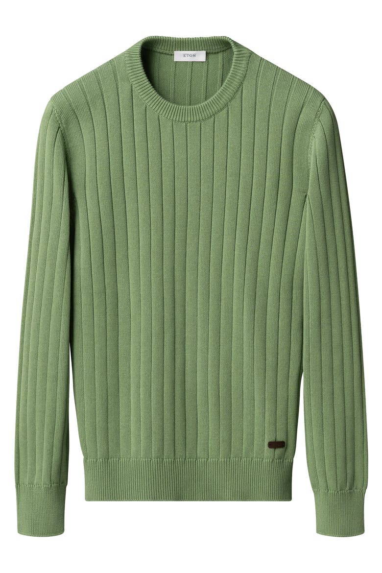 Rib Knit Cotton Crewneck Sweater, Alternate, color, LIGHT GREEN