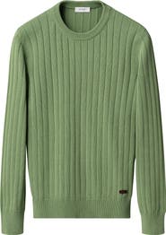 Eton Rib Knit Cotton Crewneck Sweater