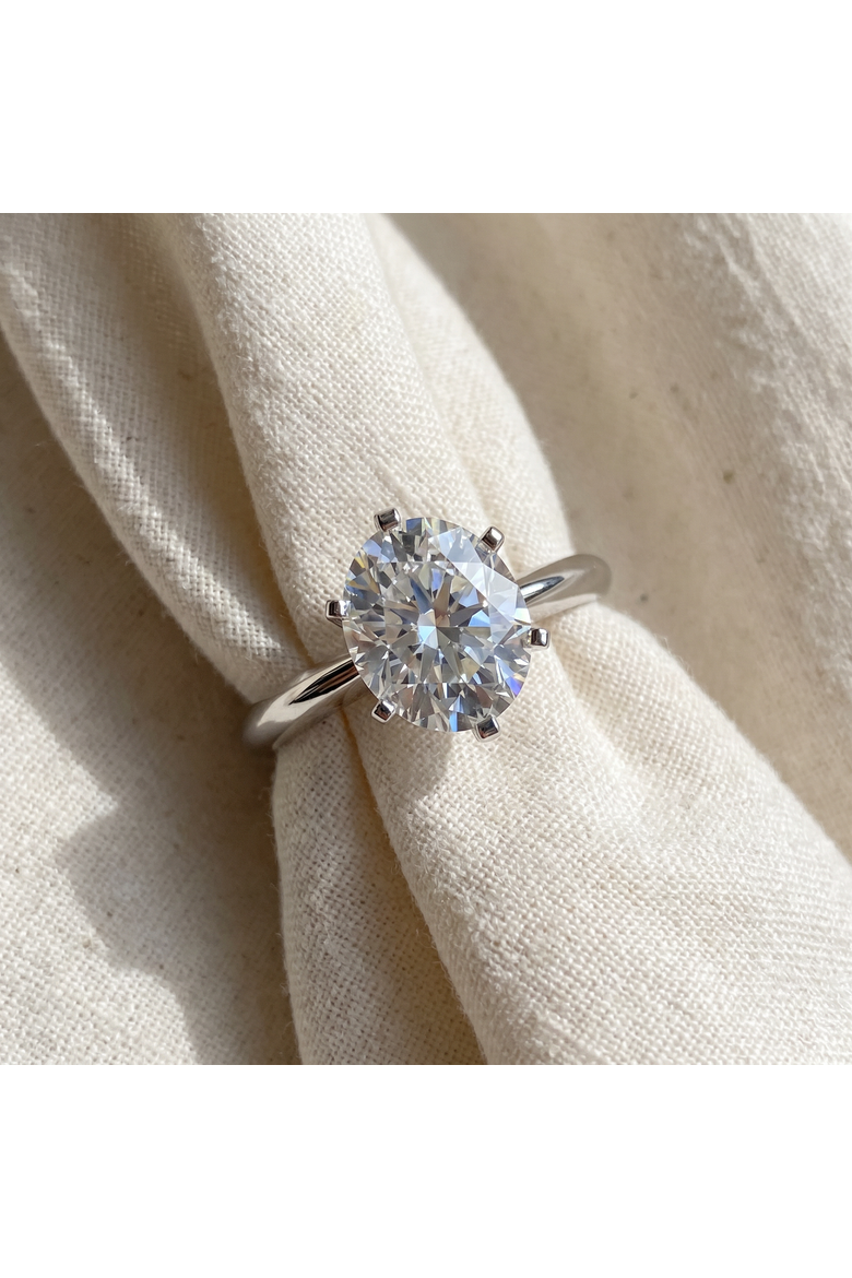 3 Ct Oval Moissanite Solitaire Engagement Ring 14k Gold, Alternate, color, 14k White Gold