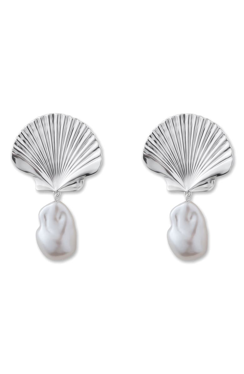 Éliou Scallop Earrings, Main, color, Silver Plated