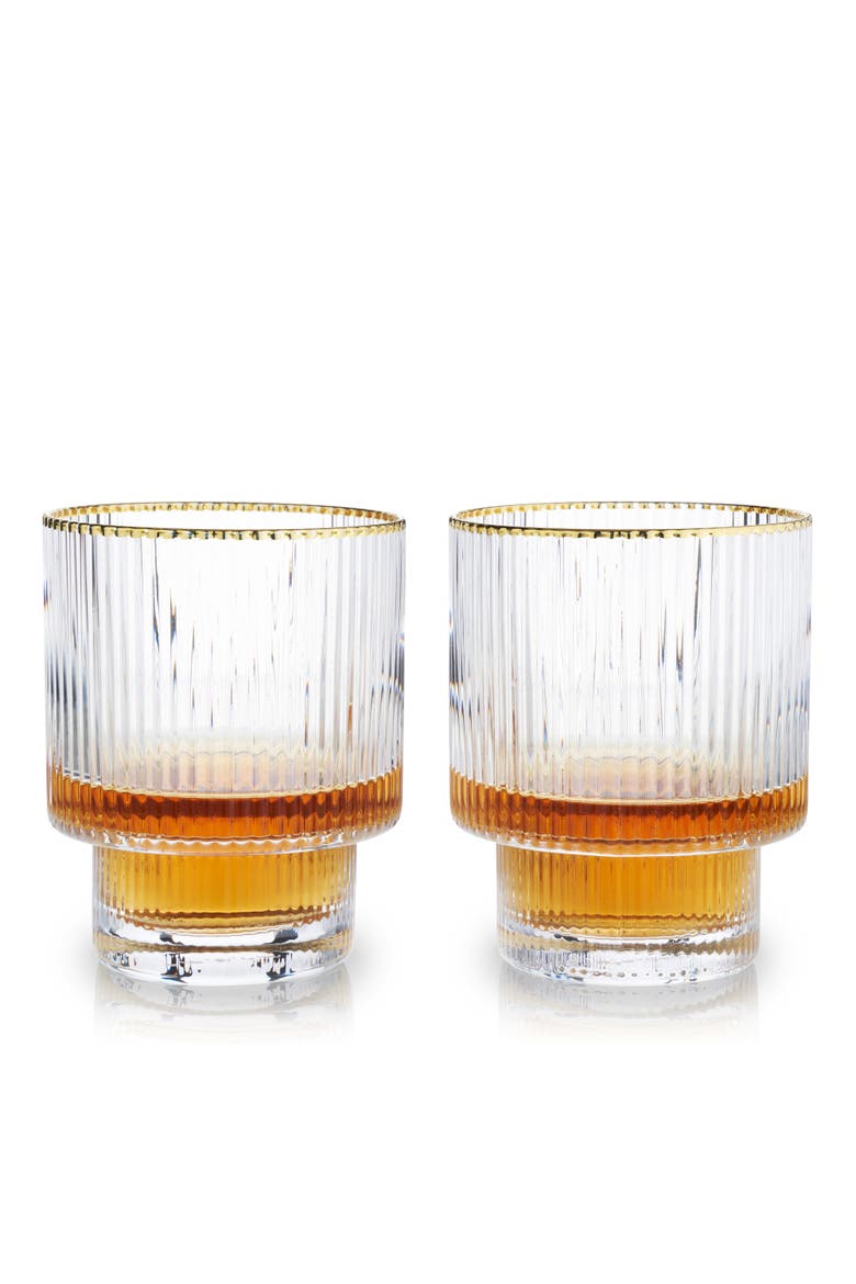Meridian Crystal Tumblers Set of 2, Alternate, color, GLASS AND GOLD