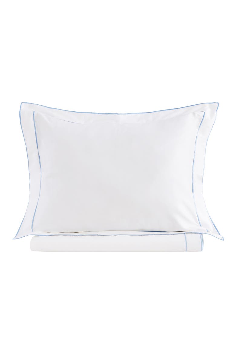 Framed Embroidered Duvet & Sham Set, Alternate, color, WHITE/ BLUE