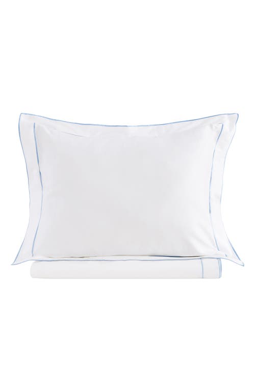 Melange Home Framed Embroidered Duvet & Sham Set In White/blue