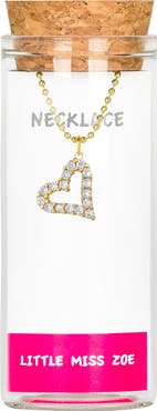 Little Miss Zoe Sparkly Heart Charm Necklace in Gift Bottle