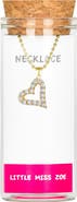 Little Miss Zoe Sparkly Heart Charm Necklace in Gift Bottle
