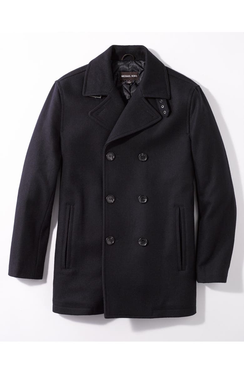 Michael Kors Wool Blend Double Breasted Peacoat, Alternate, color,