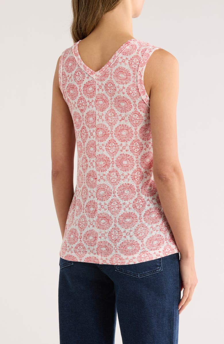 Bobeau Caty Double-V Tank, Alternate, color, Hibiscus Medallion