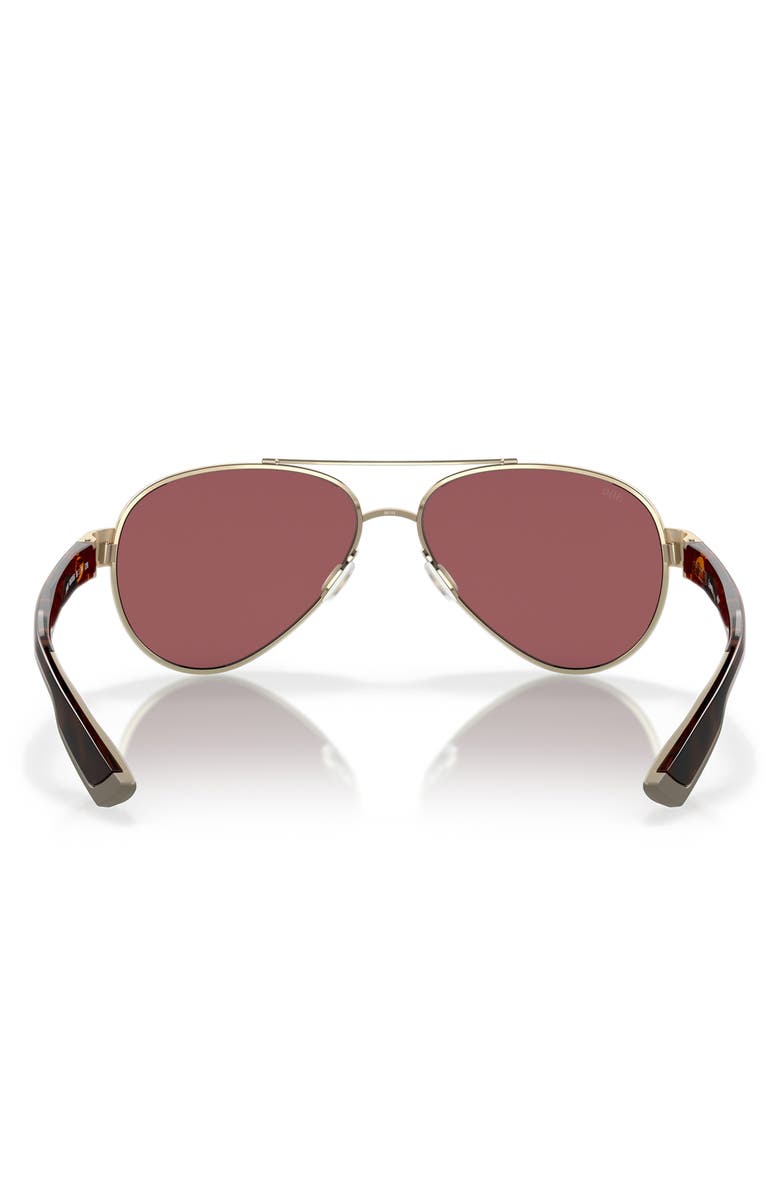 Costa Del Mar Loreto 56mm Polarized Aviator Sunglasses, Alternate, color, Brushed Gold/ Gold Mirror