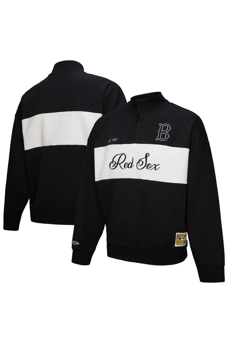 Women's Mitchell & Ness Black Boston Red Sox Quarter-Zip Pullover Top, Alternate, color, Black