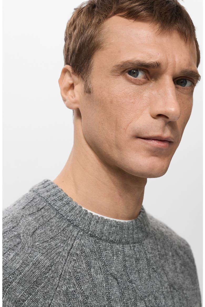 Cable Crewneck Sweater, Alternate, color, GREY