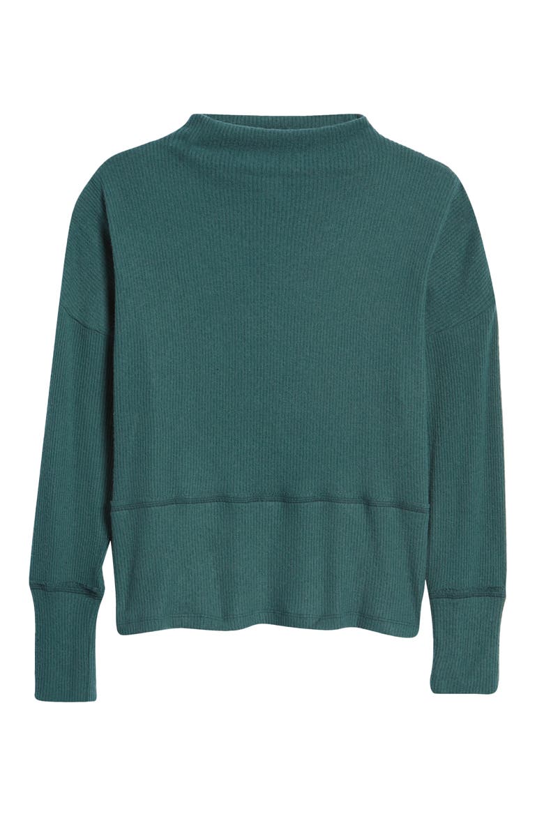 Rib Funnel Neck Sweater, Alternate, color, GREEN PONDEROSA