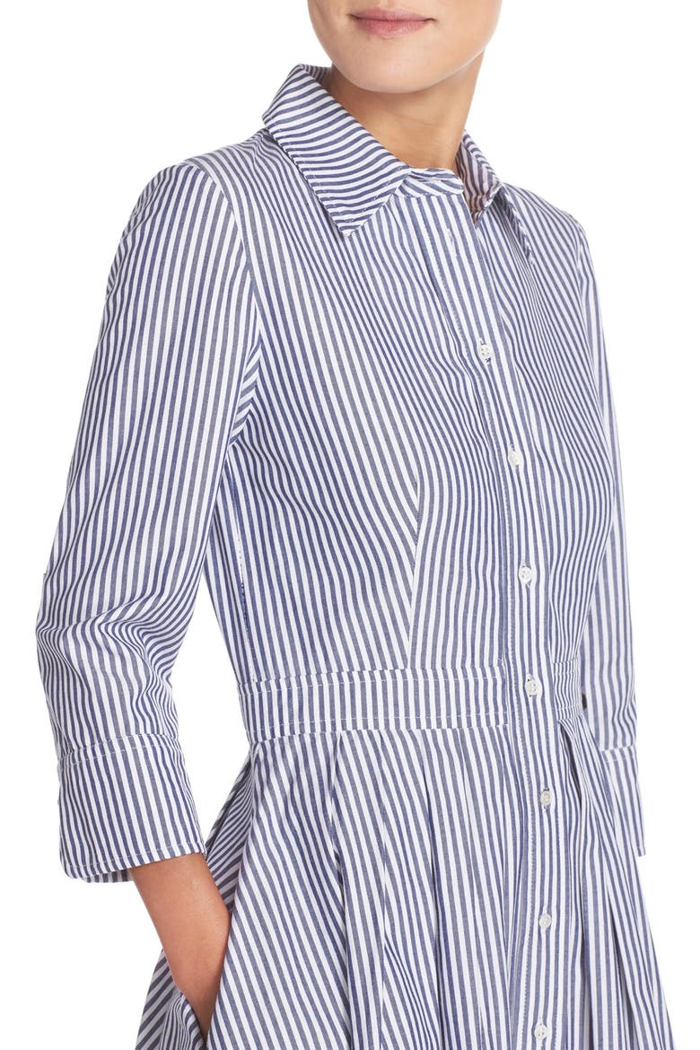 Stripe Cotton Shirtdress, Alternate, color, BLUE/ IVORY