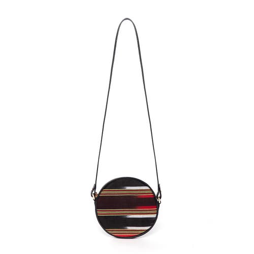 K'Ai & Vrosi Genuine Leather & Striped Fabric Pattern Crossbody Bag in Black Stripe at Nordstrom, Size Small