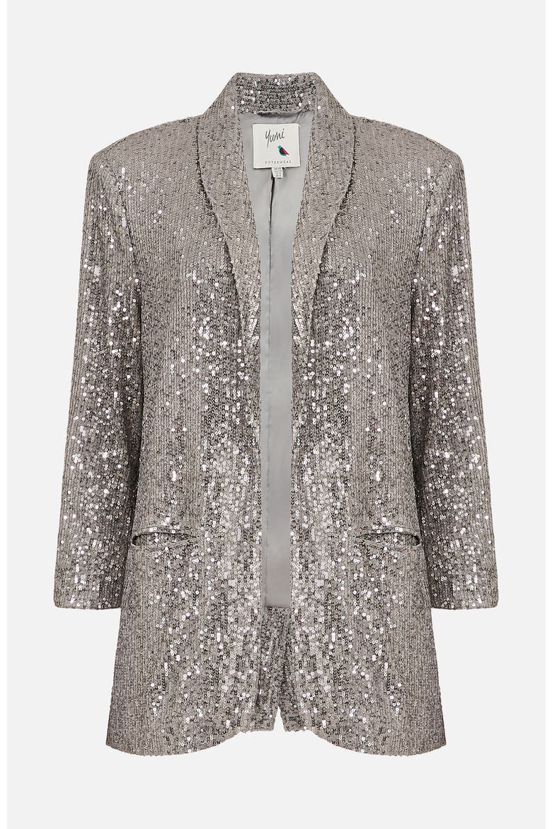 Sequin Blazer, Alternate, color, Silver