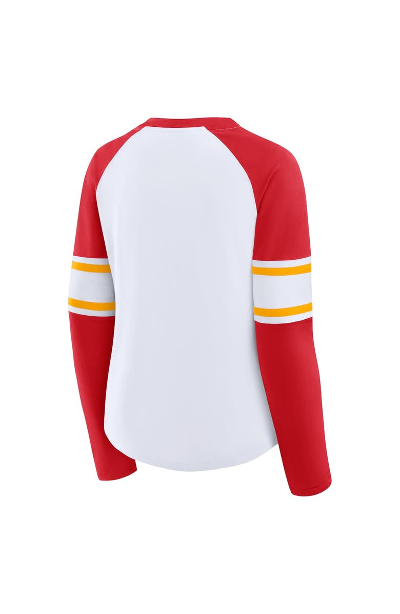 FANATICS Women's Fanatics White/Red Kansas City Chiefs Redzone Blitz Package Raglan Lace-Up V-Neck Long Sleeve T-Shirt, Alternate, color, White