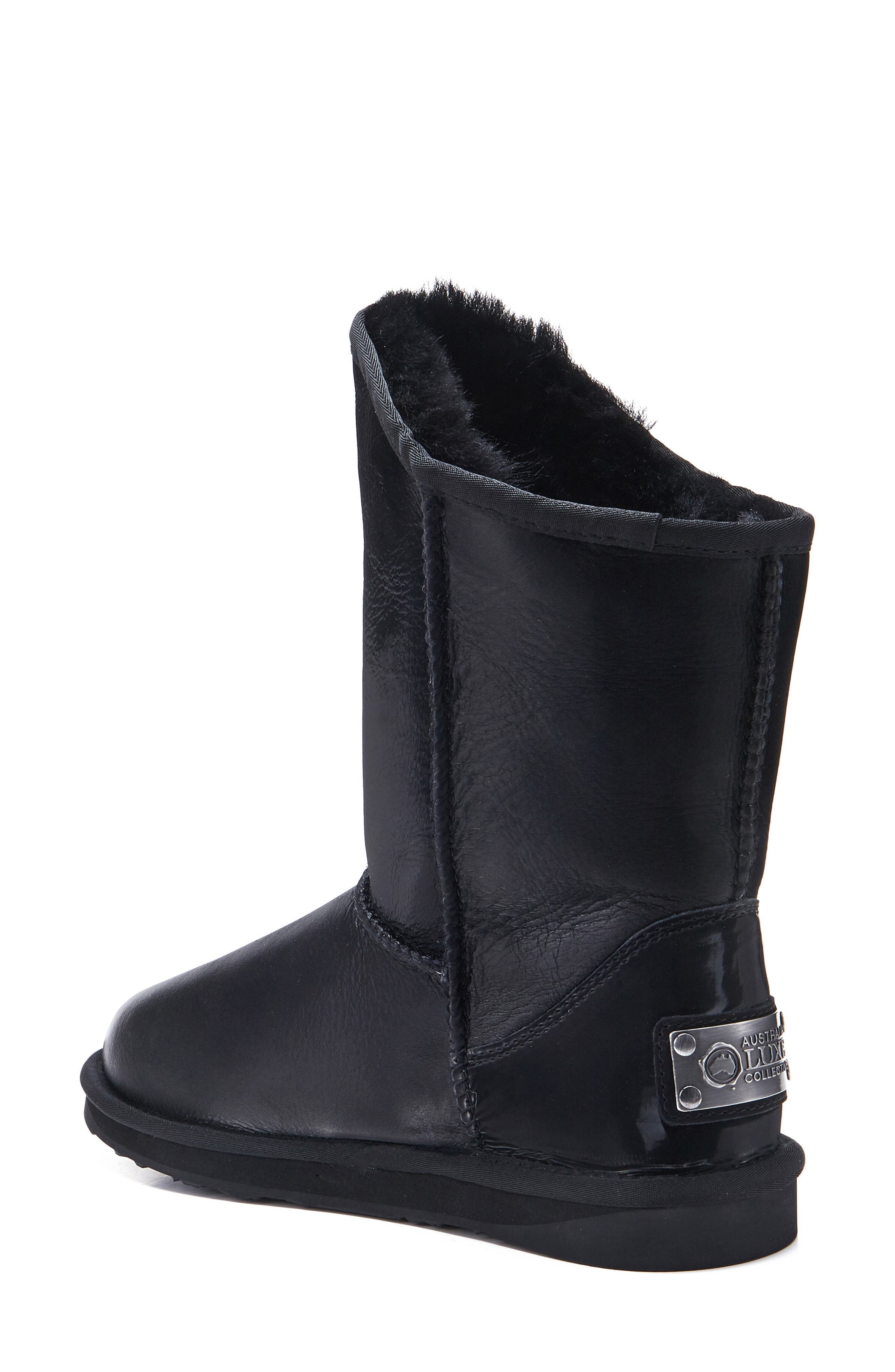 Cosy Xtra Short Genuine Shearling Boot, Alternate, color, SATIN BLACK