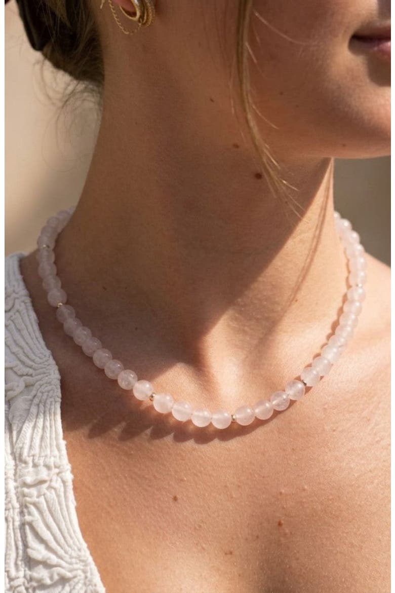 Chloe Rose Quartz Beaded Necklace, Alternate, color, Rose Quartz