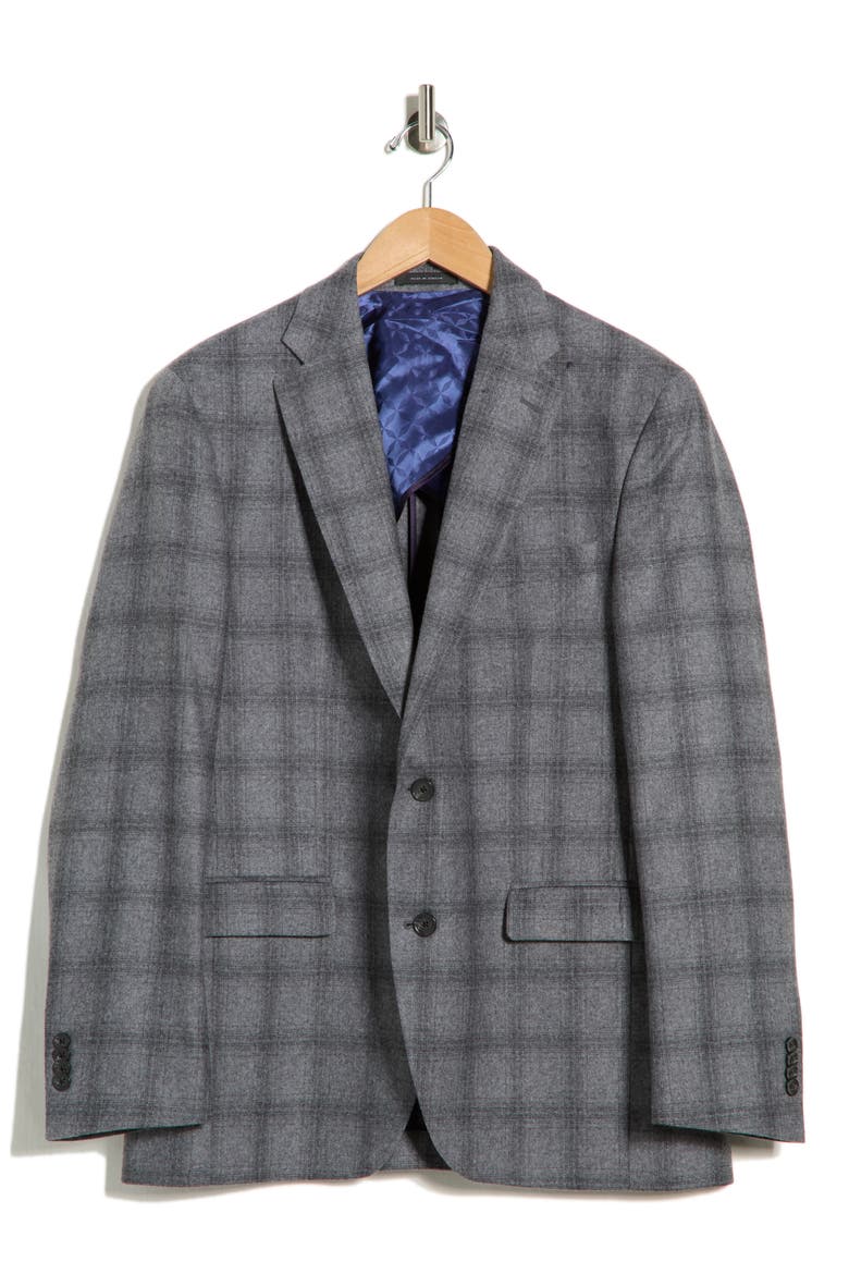 Elex Plaid Wool Blend Sport Coat, Alternate, color, MID GREY