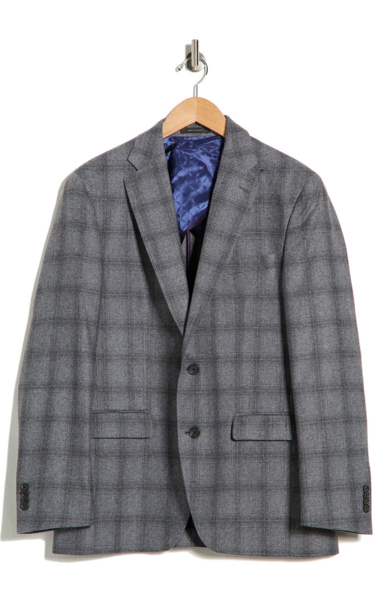Jack Victor Elex Plaid Wool Blend Sport Coat, Main, color, Mid Grey