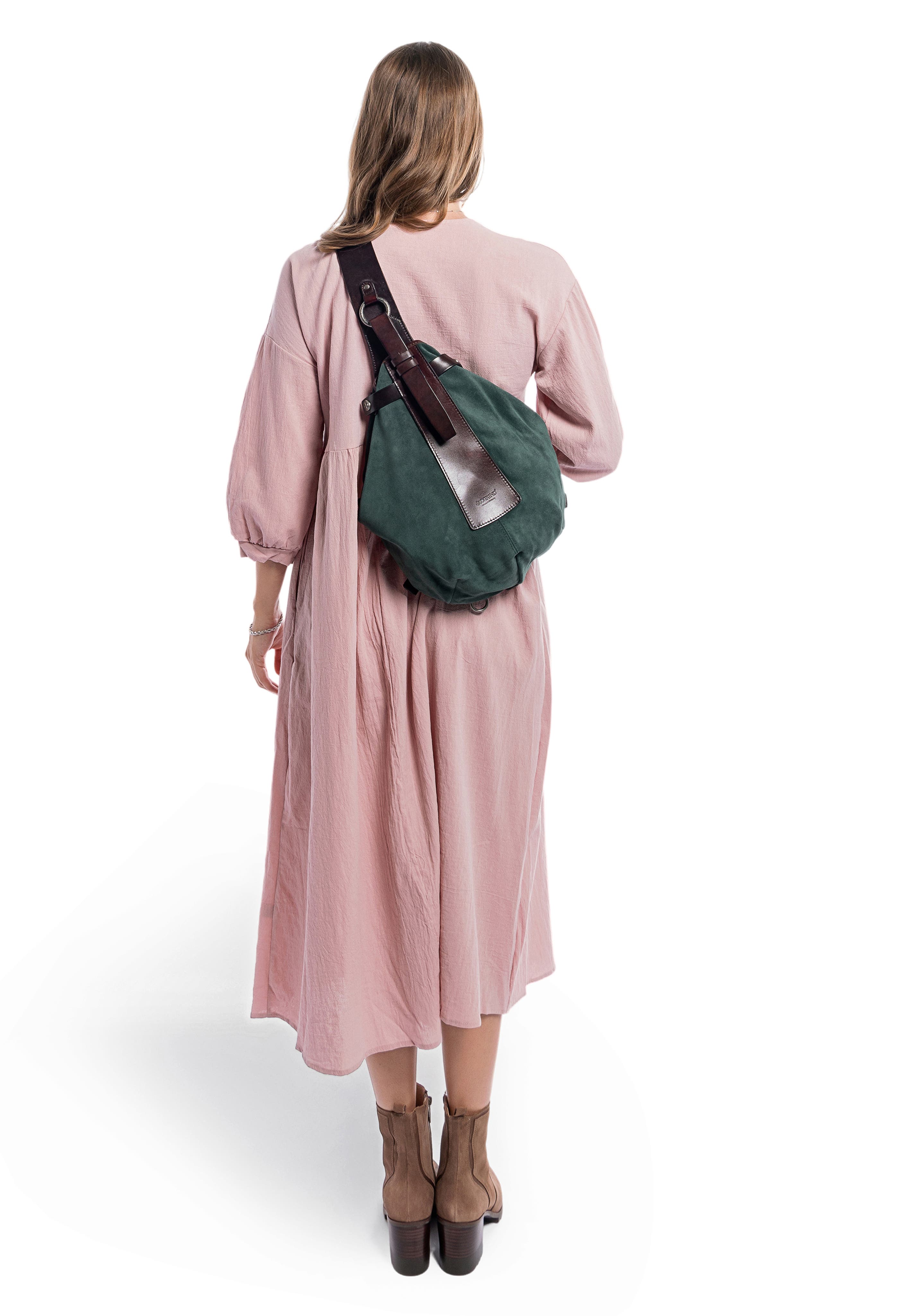 Daisy Genuine Leather Organized Sling Bag, Alternate, color, Kale