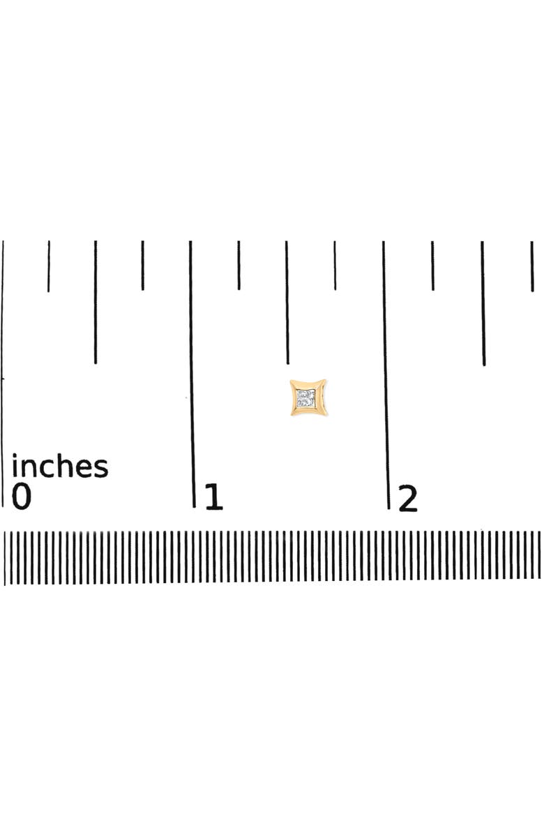10K Gold 1/5 Cttw Invisible Set Princess-Cut Diamond Stud Earrings, Alternate, color, Yellow