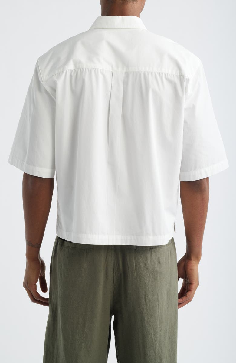 Topman Crop Short Sleeve Cotton Poplin Button-Up Shirt, Alternate, color, White