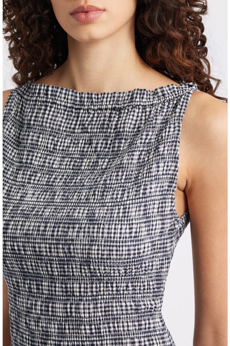 Rosine Smocked Gingham Dress, Alternate, color, NAVY LA MADDALENA GINGHAM