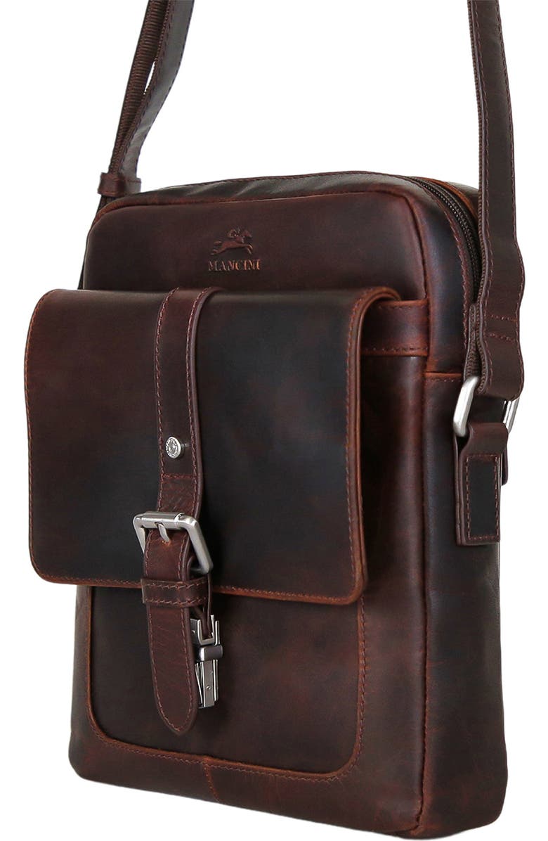 Mancini Buffalo Collection Leather Crossbody Bag, Alternate, color, Brown