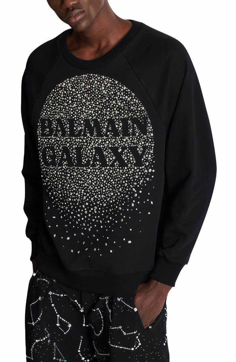 Balmain Galaxy Embroidered Sweatshirt, Alternate, color, Silver