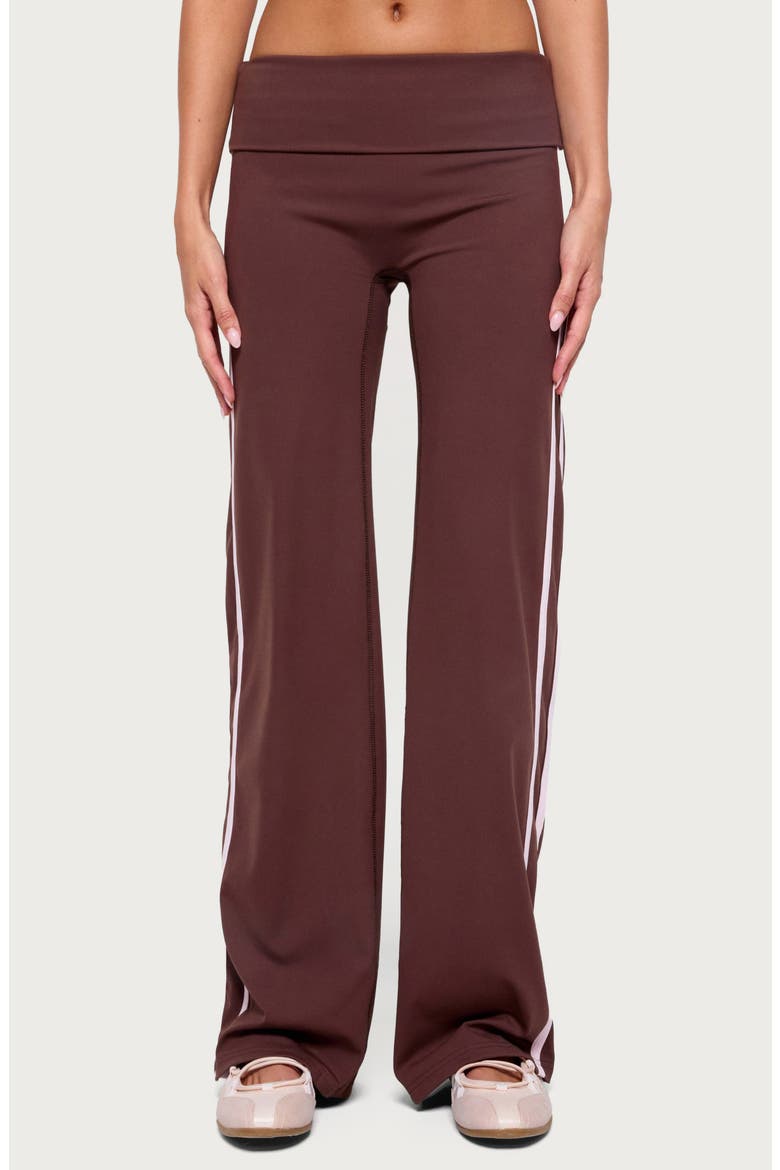 Anica Side Stripe Foldover Pants, Main, color, BROWN