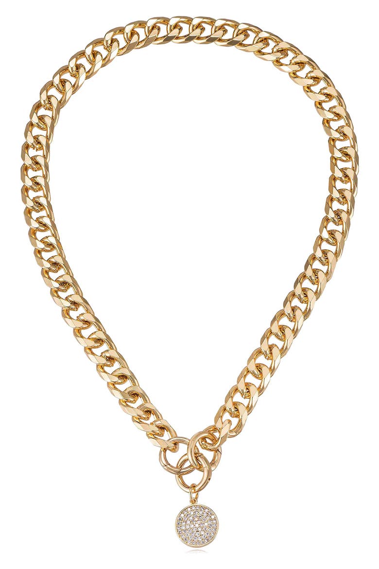 Crystal Disc Collar Necklace, Main, color, GOLD